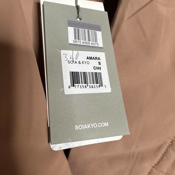 NWT Soia & Kyo Amara Quilted Coat Jacket Tie Belt Clay Women's Size Small Petite - Picture 7 of 9